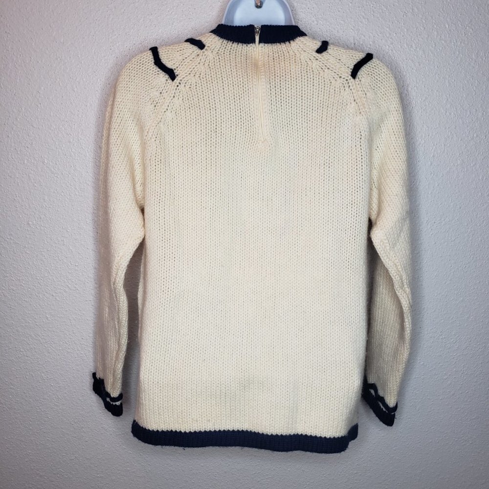 Vtg Tami Sz S Knit Wool Kitschy Embroidered Floral Lace-up Sweater (524) - Picture 4 of 7